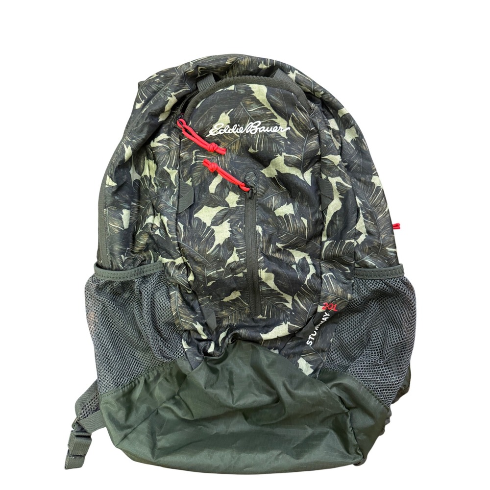 Eddie Bauer Stowaway 20L Backpack Women One Size Green Leaf Print Packable